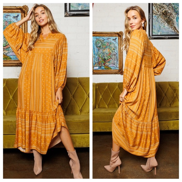 05 Caftan Style Boho Beautiful Floral Print Tired Maxi Dress - Picture 4 of 6